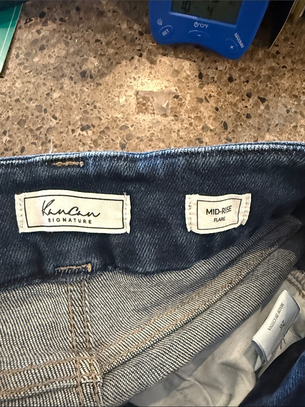 KanCan Dark Blue Flare Jeans with Distressed Raw Hem - Picture 3 of 4